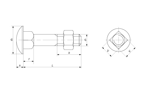 Array мебельный (дорожный) М 10x25 кл.пр. 4.6 DIN 603 (1) Болт М 10х25 DIN 603 цинк 9 мкм (1)
