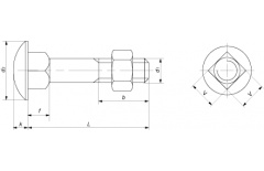 Болт М 6х50 DIN 603 в комплекте с гайкой DIN 934 и шайбой DIN 9021, цинк (уп. 8 шт.) европодвес thumb (2)