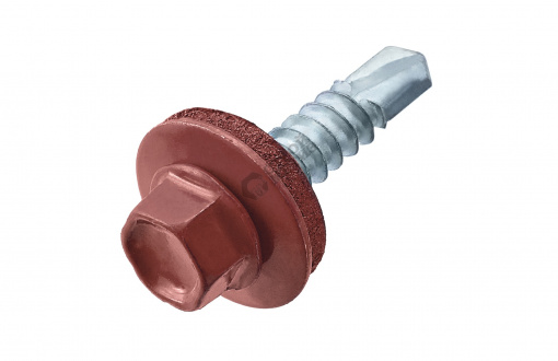 Саморез кровельный 4,8х19 RAL 3009 (оксид красный) цинк (1)